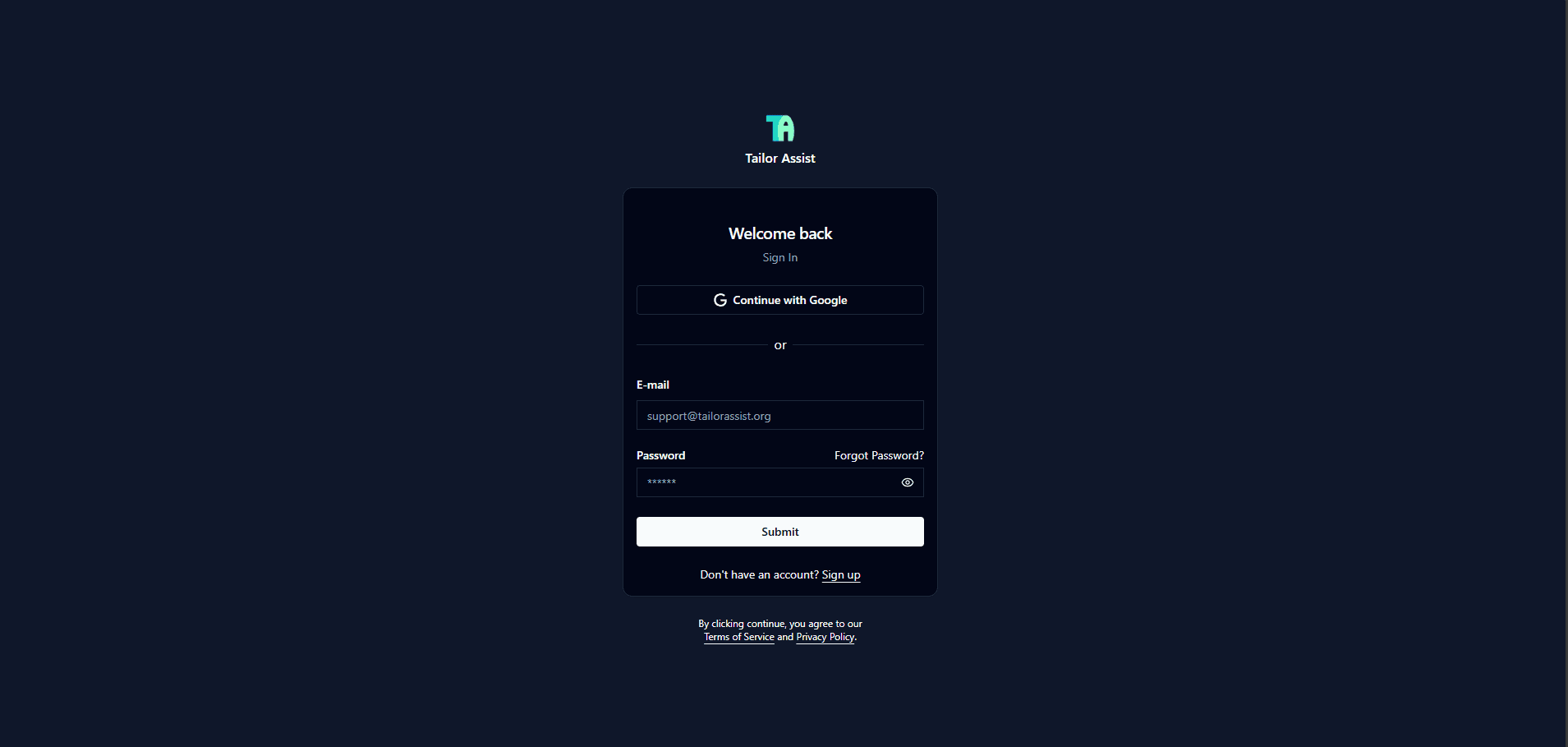 Tailor Assist -  Web App